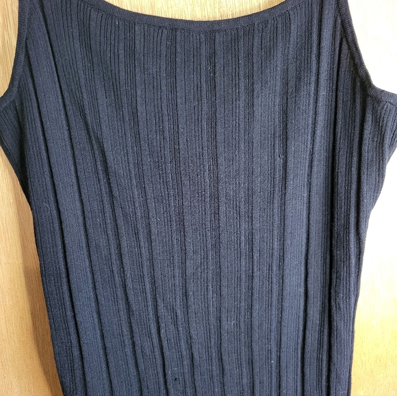 House Of Harlow 1960s Large Black Ribbed Adjustable Strap Dress. Large - Picture 11 of 13